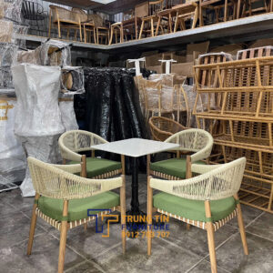 Bàn ghế nhựa giả mây 063