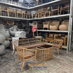 Bàn ghế nhựa giả mây 067