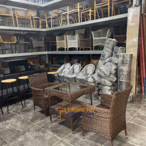 Bàn ghế nhựa giả mây 069