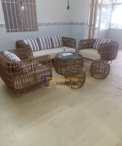 Bàn ghế nhựa giả mây 077