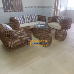 Bàn ghế nhựa giả mây 077