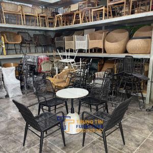 Bàn ghế nhựa giả mây 078