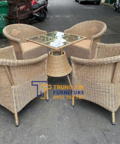 Bàn ghế nhựa giả mây 081
