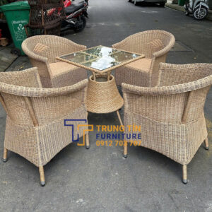 Bàn ghế nhựa giả mây 081