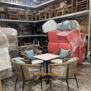 Bàn ghế nhựa giả mây 083