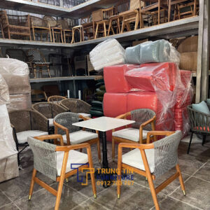 Bàn ghế nhựa giả mây 085