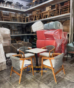 Bàn ghế nhựa giả mây 085