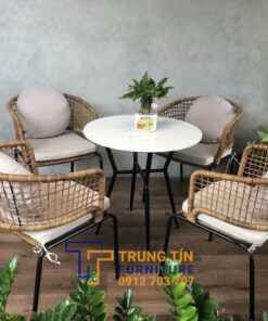 Bàn ghế nhựa giả mây 086
