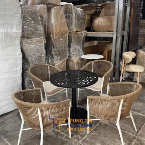 Bàn ghế nhựa giả mây 087