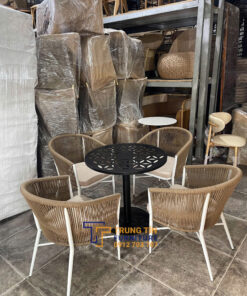 Bàn ghế nhựa giả mây 087