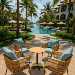 Bàn ghế nhựa giả mây 089