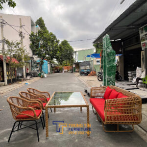 Bàn ghế nhựa giả mây 090