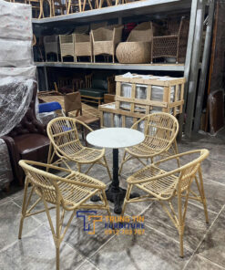 Ghế khung sắt đan sợi nhựa giả mây 093