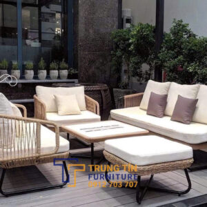 Bàn ghế giả mây sân vườn 023