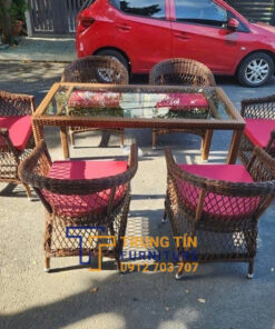 Bàn ghế giả mây sân vườn 024