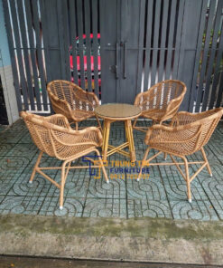 Bàn ghế giả mây sân vườn 025