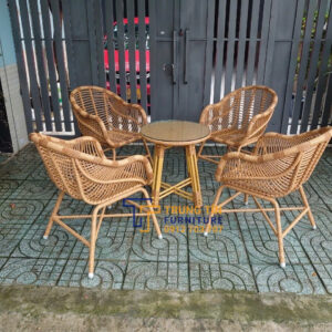Bàn ghế giả mây sân vườn 025