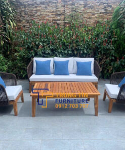 Bàn ghế nhựa giả mây 096