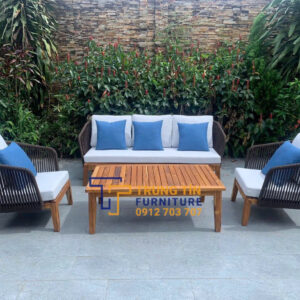 Bàn ghế nhựa giả mây 096