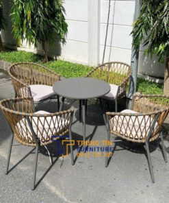 Bàn ghế nhựa giả mây 095