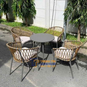 Bàn ghế nhựa giả mây 095