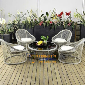 Bàn ghế nhựa giả mây 097