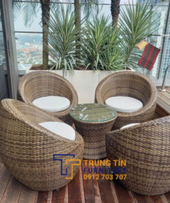 Bàn ghế nhựa giả mây 102