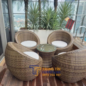 Bàn ghế nhựa giả mây 102