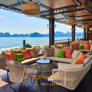 Bàn ghế nhựa giả mây 106