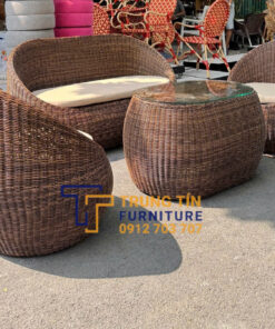 Bàn ghế giả mây sân vườn 028