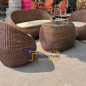 Bàn ghế giả mây sân vườn 028