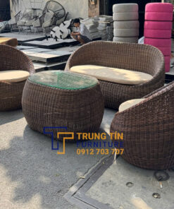 Bàn ghế giả mây sân vườn 028 - Ảnh 2