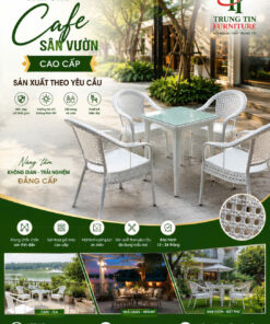 Bàn ghế nhựa giả mây sân vườn 049